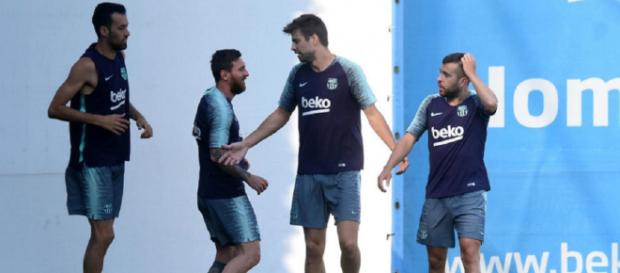 Messi, Alba, Busquets y Piqué entrenaron en Barcelona Messi, Alba, Busquets y Piqué entrenaron en Barcelona