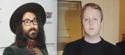 When Sean Ono Lennon and James McCartney posted a selfie to Instagram, the likeness to their fathers was amazing. [Image E! News/YouTube]