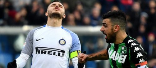 La disperazione di Icardi contro il Sassuolo.