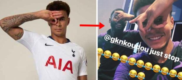 O gesto do jogador Dele Alli ficou tão famoso que se tornou um desafio viral na internet. O gesto do jogador Dele Alli ficou tão famoso que se tornou um desafio viral na internet.