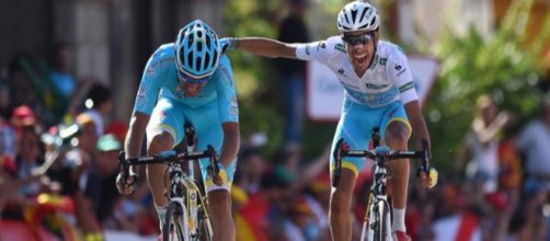 Mikel Landa in maglia Astana insieme a Fabio Aru