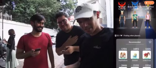 Niantic's Michael Steranka, Reversal, and Nick Oyzon of Trainer Tips catching some Pokemon in Japan. [Image source: TrainerTips/YouTube]