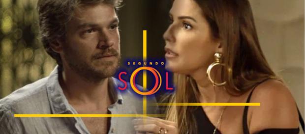 Atordoado com a descoberta de que Karola era prostituta, Beto a coloca contra a parede Atordoado com a descoberta de que Karola era prostituta, Beto a coloca contra a parede