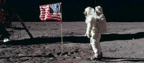 Buzz Aldrin salutes the American Flag. [Image Source: NASA]