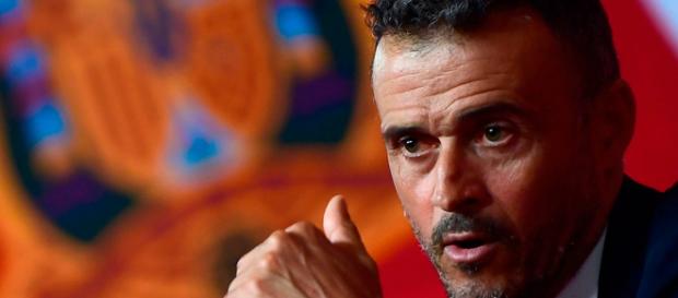 Luis Enrique, en su presentación... Luis Enrique, en su presentación...