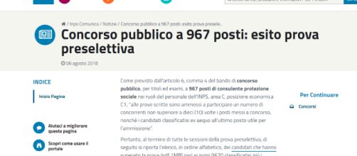 ammessi prova scritta del concorso Inps