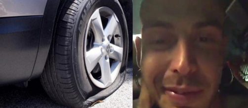 Gemitaiz ironizza sui vandali che hanno bucato le gomme dell'auto su cui viaggiava