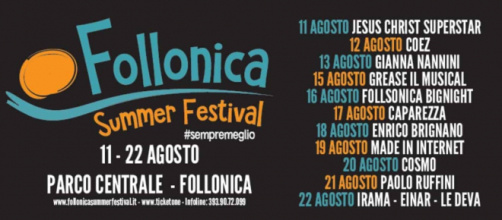 Follonica Summer Festival 2018 dall'11 al 22 agosto