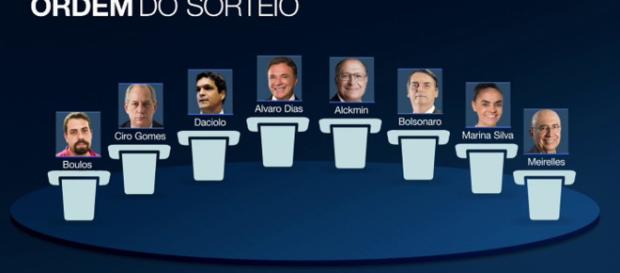 Os oito participantes do debate Os oito participantes do debate