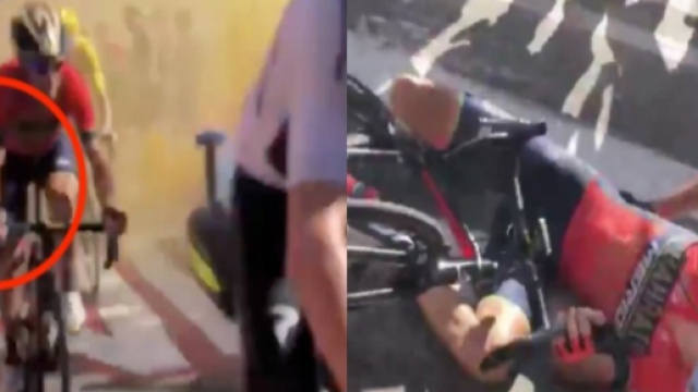 Vincenzo Nibali, la caduta sull'Alpe d'Huez