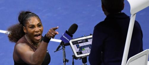 Serena Williams argued with umpire Carlos Ramos throughout the second set (Image via ESPN/Twitter)