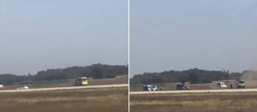 A car chase at Lyon airport in France caused flights to be delayed and cancelled. [Image Guardian News/YouTube]
