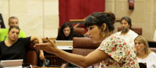 Teresa Rodríguez, el pasado jueves, durante la sesión de control en el Parlamento andauz. / Parlamento de Andalucía