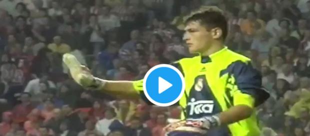 El legendario arquero español subió a su cuenta de Twitter el video de su debut (-captura de pantalla @IkerCasillas) El legendario arquero español subió a su cuenta de Twitter el video de su debut (-captura de pantalla @IkerCasillas)