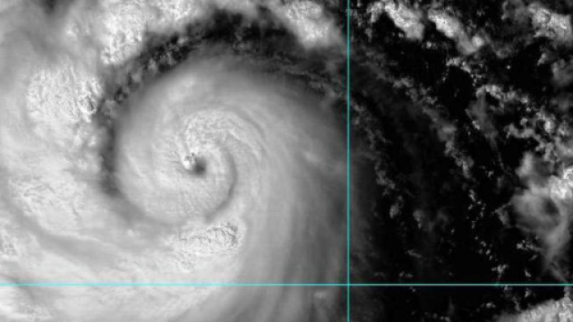 Vista satellitare del tifone Trami
