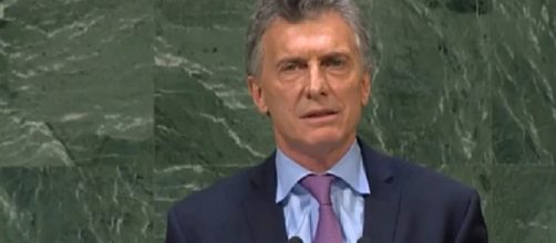 El presidente argentino Mauricio Macri expone en la ONU.