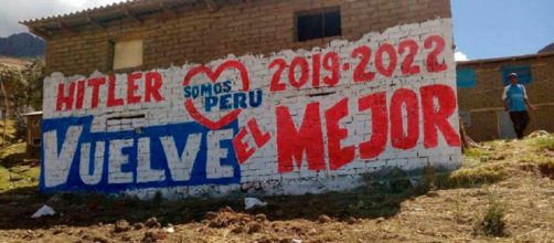 Yungar, Perù: murale a sostegno della candidatura a sindaco di Hitler Alba Sanchez