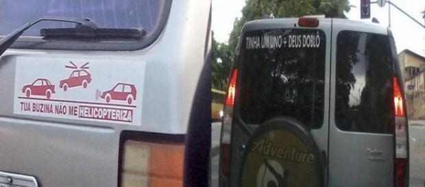 Adesivos de carros muito engraçados. (Foto: Reprodução Internet). Adesivos de carros muito engraçados. (Foto: Reprodução Internet).
