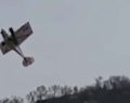 Spectacular rescue as plane gets caught on a zip wire in South Africa