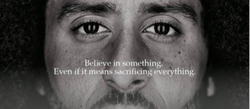 Photo of Nike siding with Colin Kaepernick. [Image Source: CBS This Morning - YouTube]