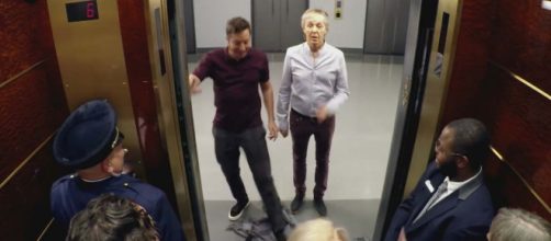 People in the lift screamed with excitement to see Jimmy Fallon and Paul McCartney. [Image The Tonight Show Starring Jimmy Fallon/YouTube]