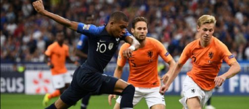 Kylian Mbappé, autore del primo gol in Francia-Olanda 2-1 di Nations League