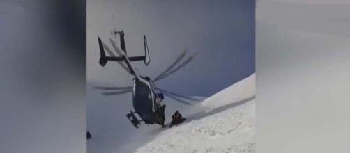 Amazing helicopter rescue up in the French Alps. [Image BBC News/YouTube]