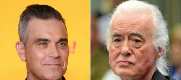 Il cantante Robbie Williams e ii chitarrista Jimmy Page Il cantante Robbie Williams e ii chitarrista Jimmy Page