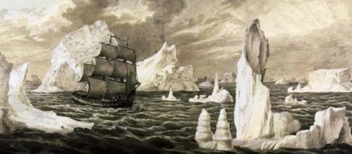 El 'San Telmo' surcando los icebergs de la Antártida.