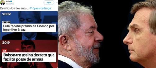 (Reprodução do Twitter de Lula da Silva | Imagem de Jair Bolsonaro e Lula: Nezimar Borges)