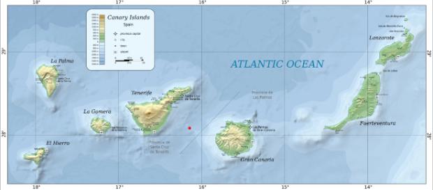 Epicentro del terremoto de 4'3 en Canarias Epicentro del terremoto de 4'3 en Canarias