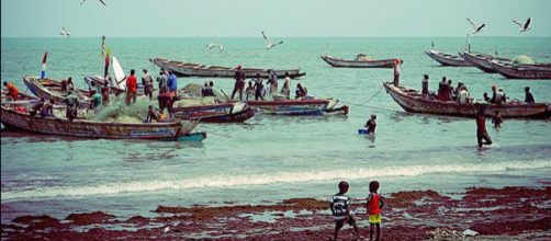 Pescadores llegando a la playa de Tanji