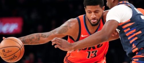 Paul George helped the Thunder pick up a road win over the Knicks on Monday (Jan. 21). [Image via ESPN/YouTube screencap]