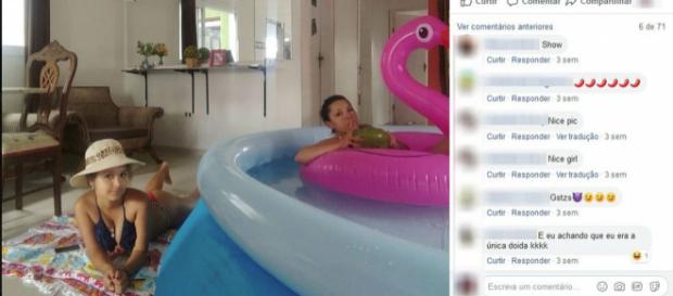 Piscina foi montada no meio da sala (Crédito: arquivo pessoal). Piscina foi montada no meio da sala (Crédito: arquivo pessoal).