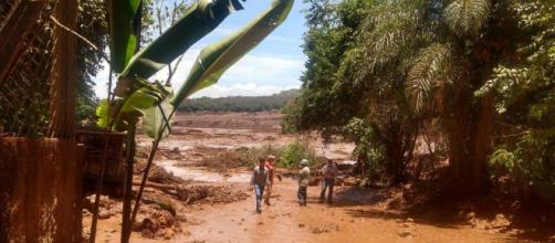 Barragem de Brumadinho se rompe e a lama invade casa da região (Reprodução/Bombeiros-MG)