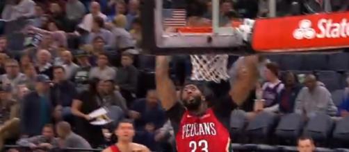Anthony Davis dunks for Pelicans. - [ESPN / YouTube screencap]
