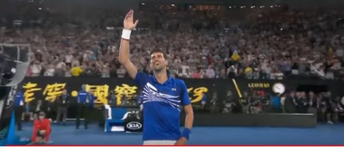 Novak Djokovic v Rafael Nadal match – after the win in 2019 Final. [Image source/Australian Open TV YouTube video]