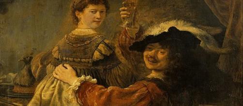 Rembrandt self-portriat with Saskia [Image source: Photograph: Hans Peter Klut/Elke Estel]