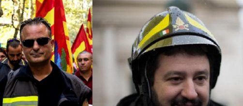 Salvini denunciato da un sindacato dei pompieri per porto abusivo di divisa.