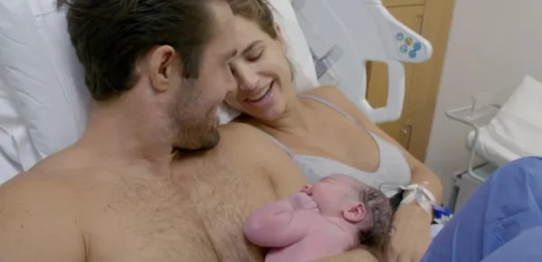 A family of three, Spencer and Vogue welcome their first baby (Image credit: Spencer, Vouge And Baby Too/4oD)