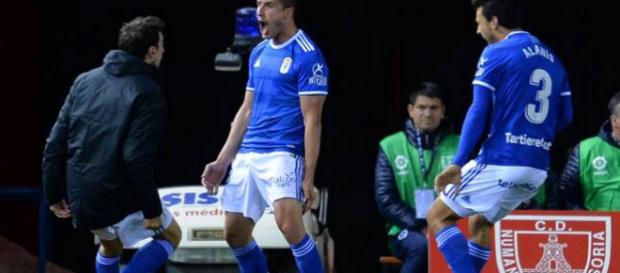 Christian celebra el gol de la victoria para el Real Oviedo en Soria. Foto: AS Christian celebra el gol de la victoria para el Real Oviedo en Soria. Foto: AS