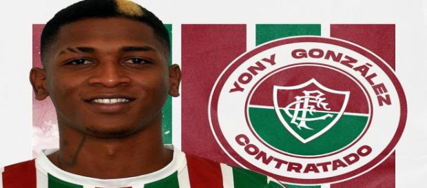 Flu oficializa contratação de Yony Gonzalez (Foto: Reprodução/Twitter Oficial do FFC) Flu oficializa contratação de Yony Gonzalez (Foto: Reprodução/Twitter Oficial do FFC)