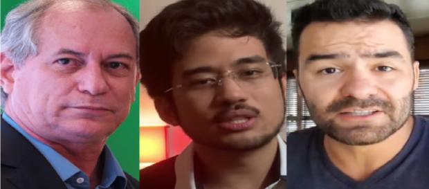 Da esquerda para a direita: Ciro Gomes, Kim Kataguiri e Arthur Moledo do Val - Sérgio Lima/Poder360, Reprodução/YouTube MBL e Mamãe Falei Da esquerda para a direita: Ciro Gomes, Kim Kataguiri e Arthur Moledo do Val - Sérgio Lima/Poder360, Reprodução/YouTube MBL e Mamãe Falei