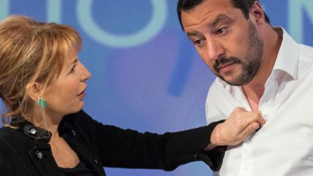 La giornalista Lilli Gruber e Matteo Salvini