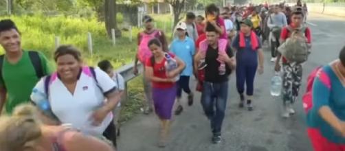 Migrant caravan with mostly women, children begins trek to U.S. border. [Image source/Global News YouTube video]