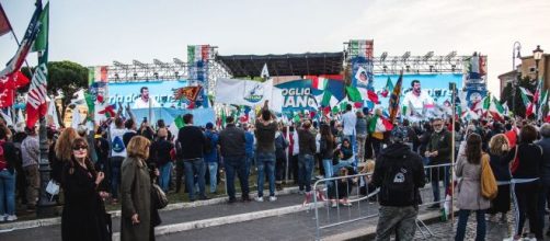 Militanti del centrodestra in Piazza San Giovanni a Roma