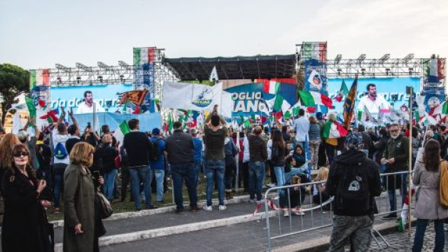 Militanti del centrodestra in Piazza San Giovanni a Roma