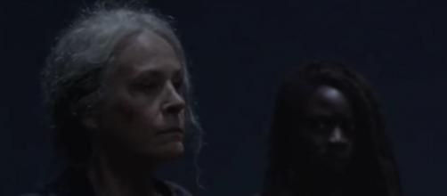 Carol and Michonne at the Whisperers meeting in 'Ghosts.' [image source: Daryl Dixon /YouTube]