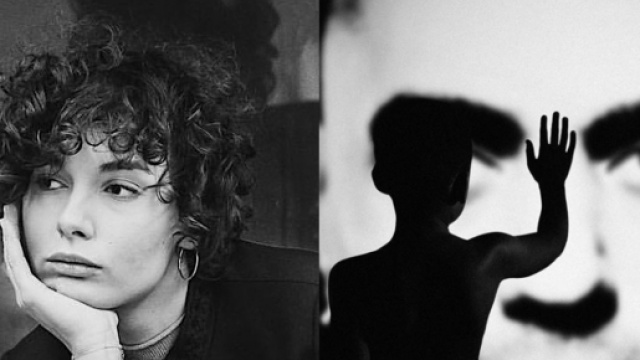 Madame a sinistra, la cover di 'Persona', nuovo album di Marracash, a destra