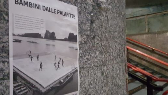 Una delle 8 opere della Mostra Esperanto, "Bambini dalle Palafitte" a cura di S.Cola